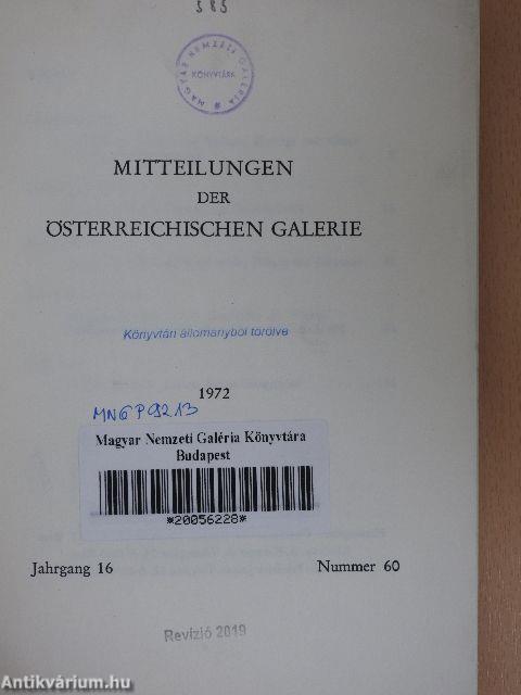 Mitteilungen der Österreichischen Galerie 1972