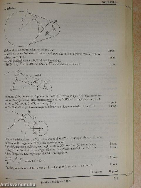 Felsőoktatási felvételi feladatok és vizsgakövetelmények 2003