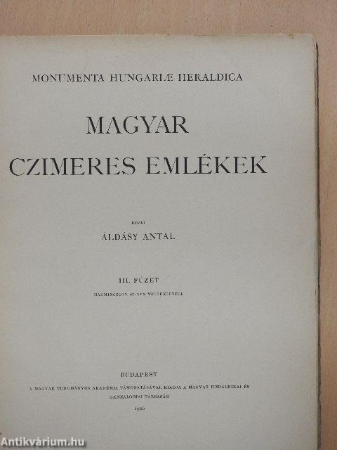 Magyar czimeres emlékek III.