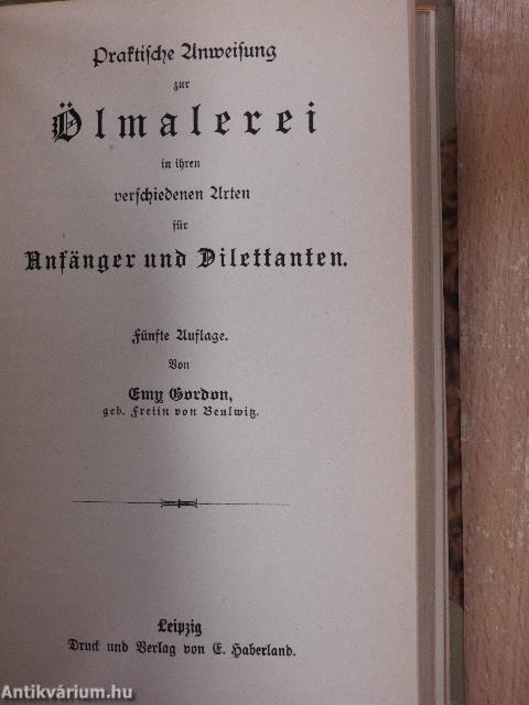 Jaennickes Handbuch der Aquarellmalerei/Praktische Anweisung zur Ölmalerei in ihren verschiedenen Arten für Anfänger und Dilettanten (gótbetűs)