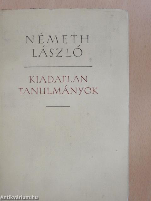 Kiadatlan tanulmányok I. (dedikált példány)