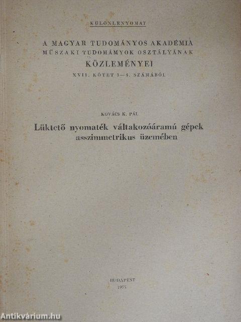 Lüktető nyomaték váltakozóáramú gépek asszimmetrikus üzemében