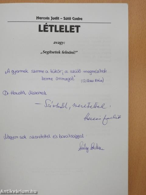 Létlelet (kétszeresen dedikált példány)