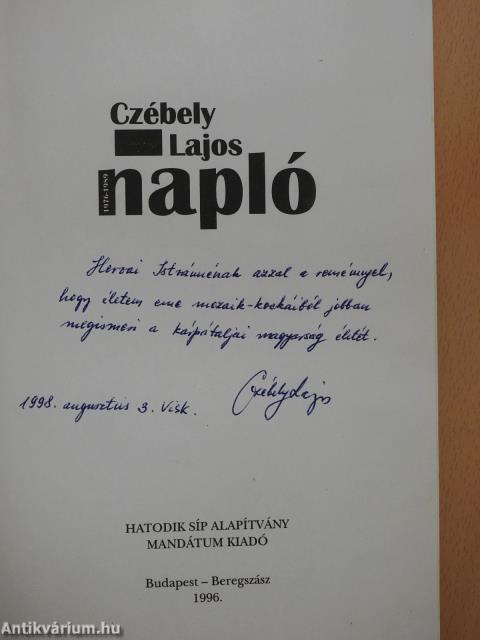 Napló (dedikált példány)