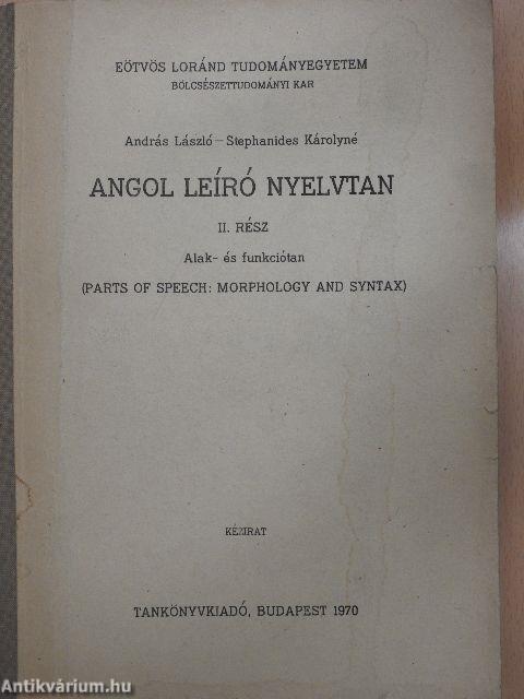 Angol leíró nyelvtan II.