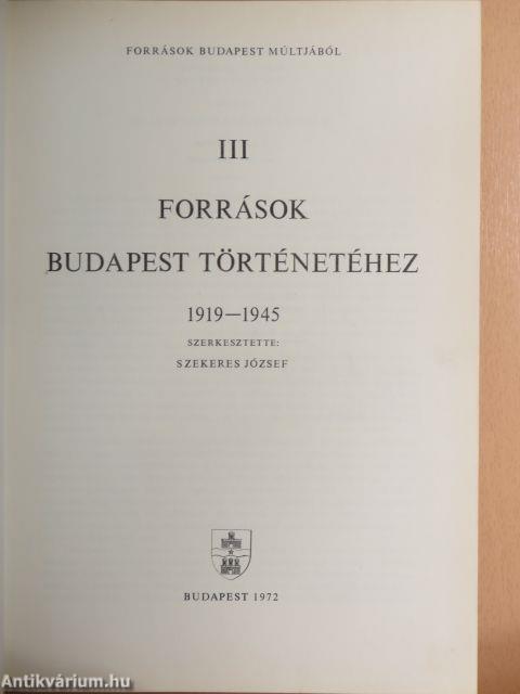 Források Budapest múltjából III. 