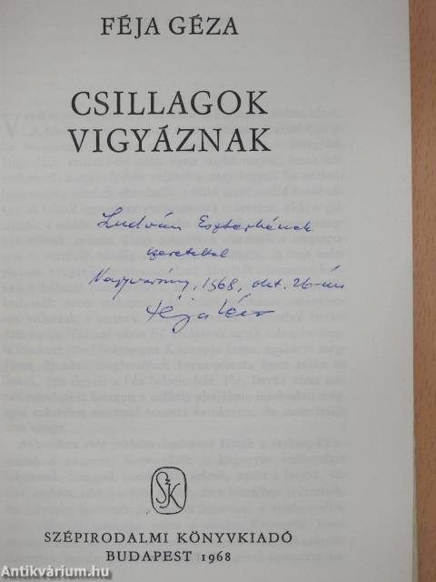 Csillagok vigyáznak (dedikált példány)