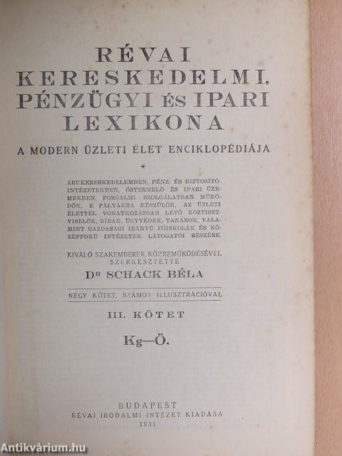 Révai Kereskedelmi, Pénzügyi és Ipari Lexikona III. (töredék)