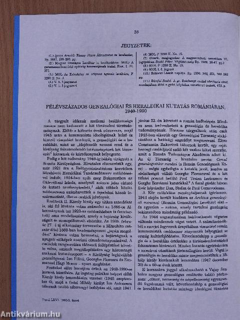 Félévszázados genealógiai és heraldikai kutatás Romániában, 1940-1990