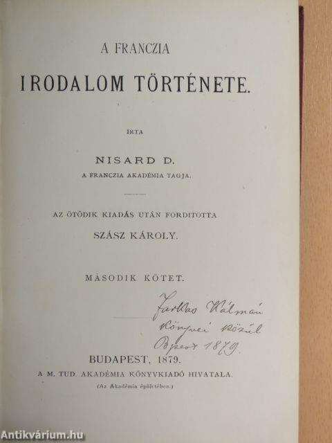 A franczia irodalom története II.