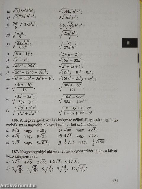 Matematika feladatgyűjtemény I.