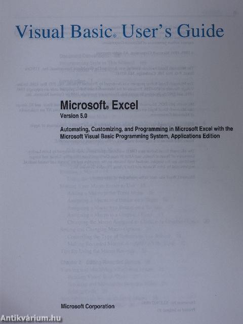 Microsoft Excel Version 5.0