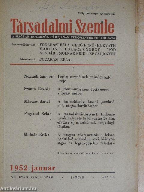 Társadalmi Szemle 1952. (nem teljes évfolyam)