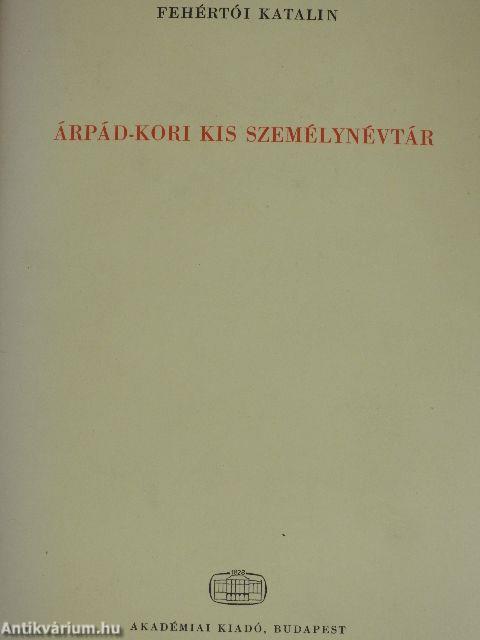 Árpád-kori kis személynévtár