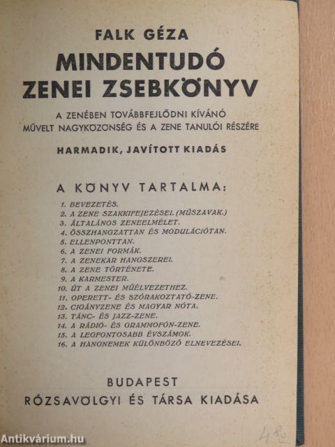 Mindentudó zenei zsebkönyv