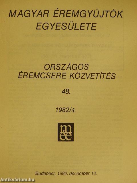 Magyar Éremgyűjtők Egyesülete Országos éremcsere közvetítés 1982/4