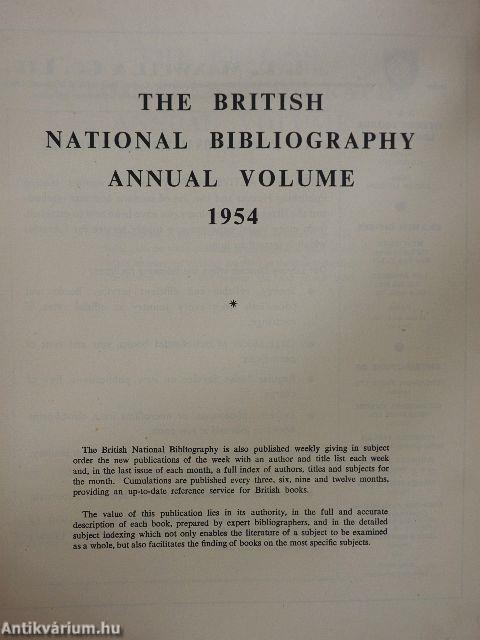 The British National Bibliography Annual Volume 1954