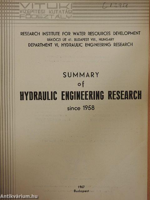 Summary of Hydraulic Engineering Research since 1958