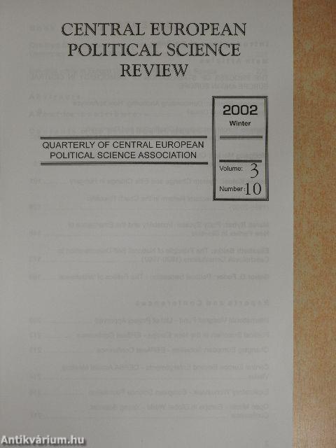 Central European Political Science Review Winter 2002.