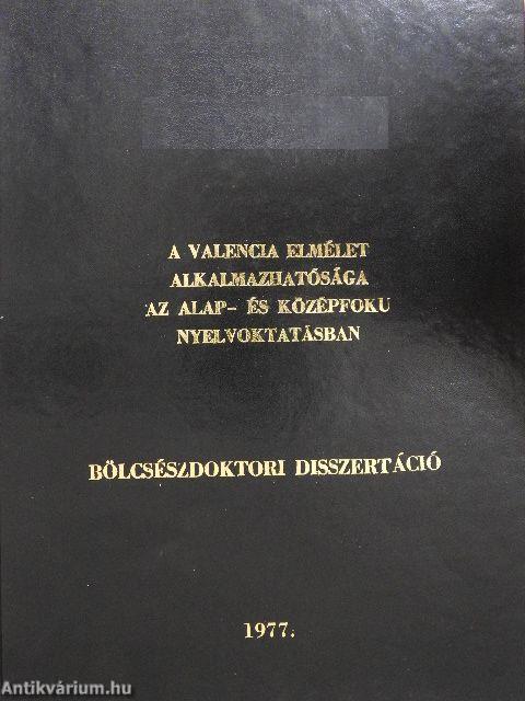 A Valencia elmélet alkalmazhatósága az alap- és középfoku nyelvoktatásban