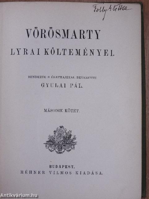 Vörösmarty lyrai költeményei I-II.