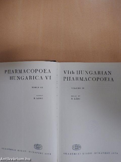 VIth Hungarian Pharmacopoeia III./Pharmacopoea Hungarica VI. Tomus III.