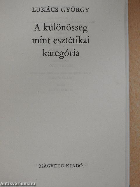 A különösség mint esztétikai kategória