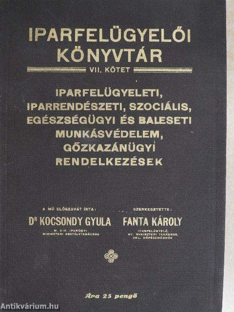 Iparfelügyeleti, iparrendészeti, szociális, egészségügyi és baleseti munkásvédelem, gőzkazánügyi rendelkezések