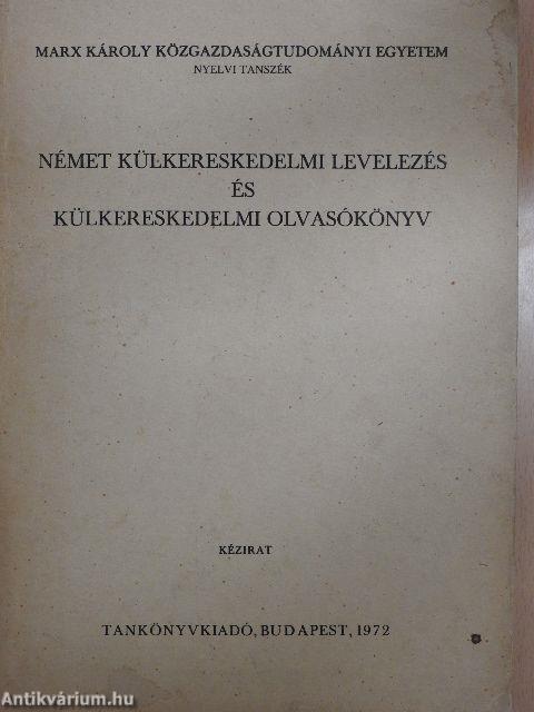 Német külkereskedelmi levelezés és külkereskedelmi olvasókönyv