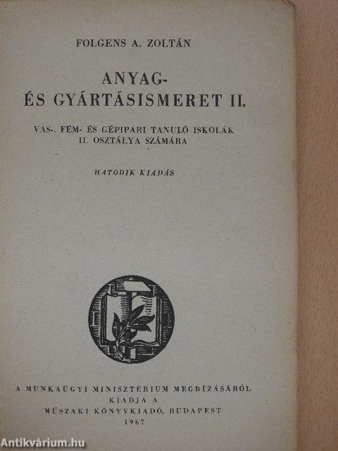 Anyag- és gyártásismeret II.