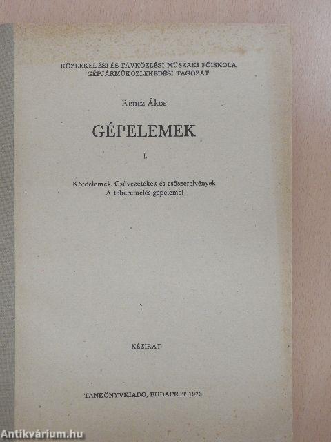 Gépelemek I. 