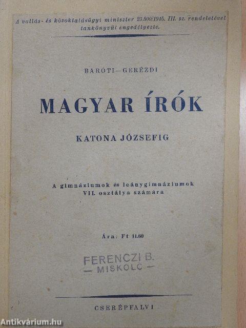 Magyar írók Katona Józsefig