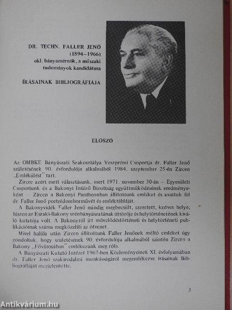 Dr. Techn. Faller Jenő írásainak bibliográfiája