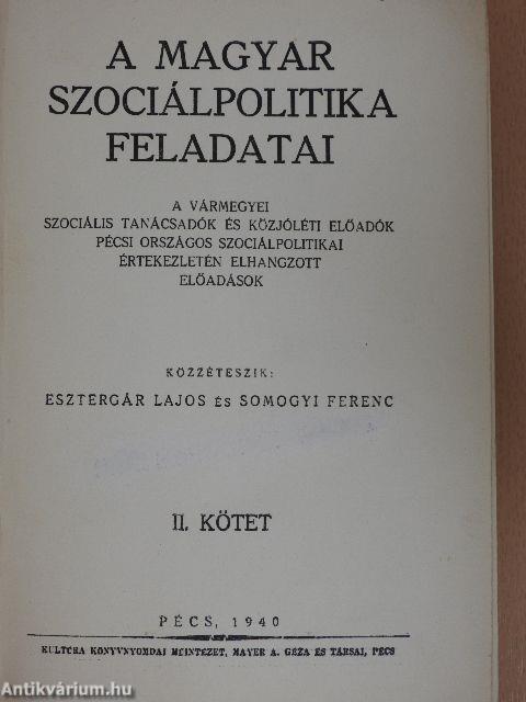 A magyar szociálpolitika feladatai II. (töredék)