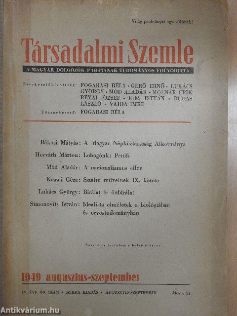 Társadalmi Szemle 1949. augusztus-szeptember