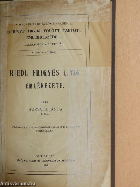 Riedl Frigyes l. tag emlékezete