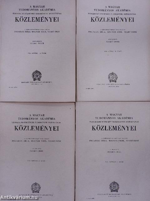 A Magyar Tudományos Akadémia Társadalmi-Történeti Tudományok Osztályának közleményei 1956/1-4.