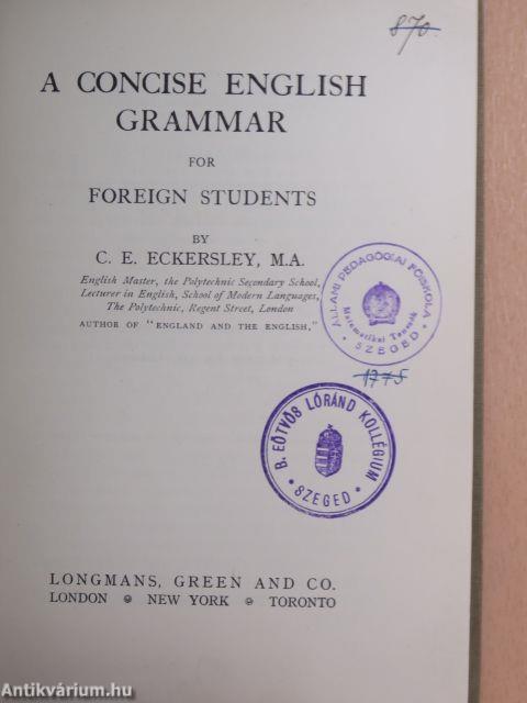 A Concise English Grammar for Foreign Students