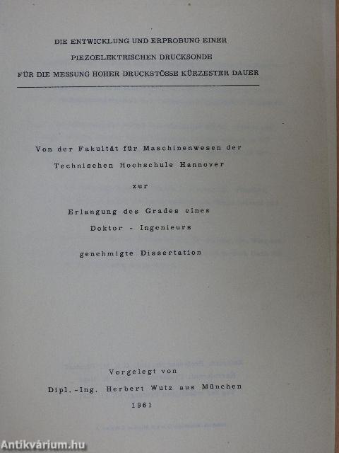 Die Entwicklung und Erprobung einer piezoelektrischen Drucksonde für die Messung hoher Druckstöße kürzester Dauer