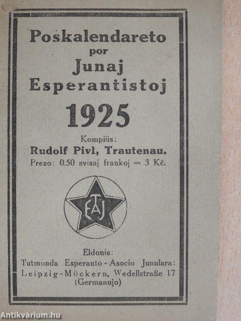 Poskalendareto por Junaj Esperantistoj 1925.