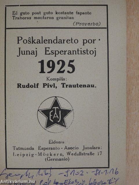 Poskalendareto por Junaj Esperantistoj 1925.