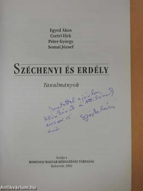 Széchenyi és Erdély (dedikált példány)