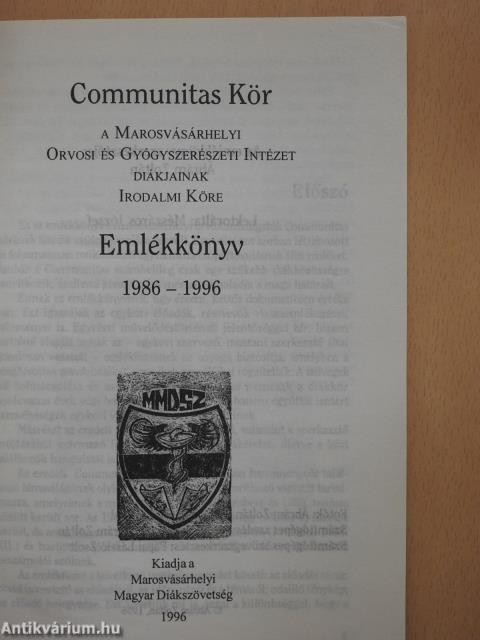 Communitas Emlékkönyv (dedikált példány)