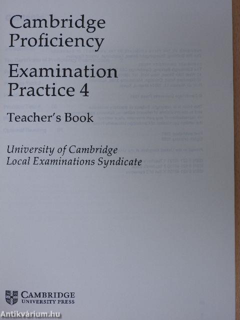 Cambridge Proficiency Examination Practice 4 - Teacher's Book