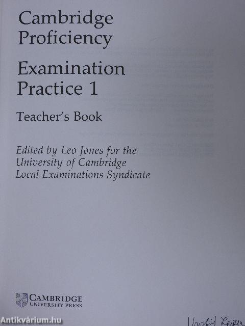 Cambridge Proficiency Examination Practice 1 - Teacher's Book