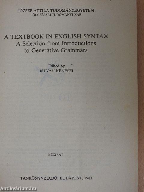 A Textbook in English Syntax