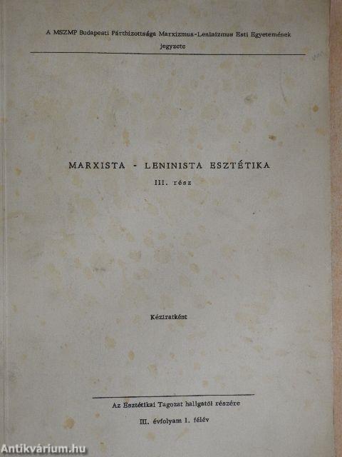 Marxista-Leninista esztétika III.