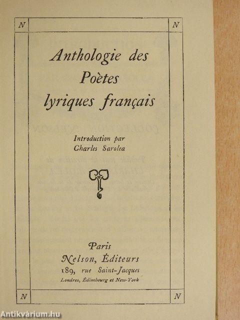 Anthologie des Poétes Lyriques Francais