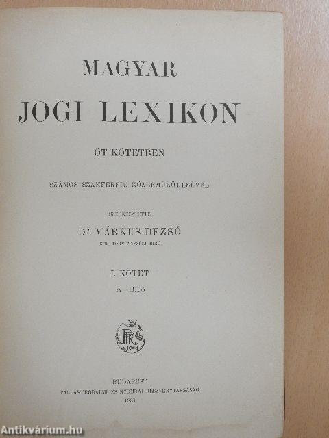 Magyar jogi lexikon I. (töredék)