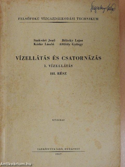 Vízellátás és csatornázás 1/III.